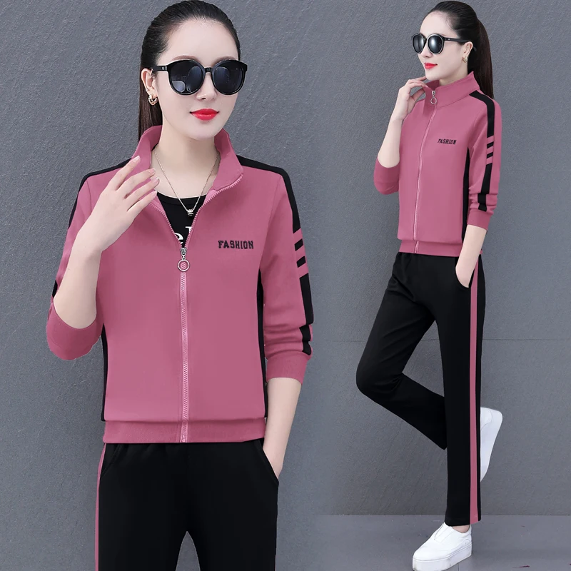 Casual Sports Pants Suit Women Spring Autumn New Three Piece Set Large Size Jacket Coat Pink Purple Burgundy Clothes
Casual Sports Pants Suit Women Spring Autumn New Three Piece Set Large Size Jacket Coat Pink Purple Burgundy Clothes