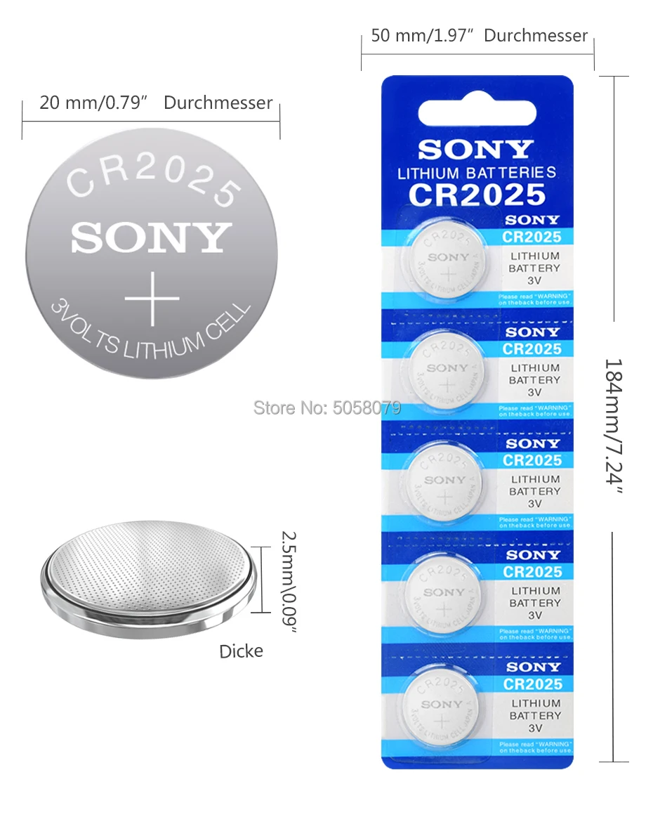 Литиевые кнопочные батарейки для SONY 3V CR2025 2025 ECR2025 BR2025 DL2025 KCR2025 L12 208-205LM2025 5003LC ST-T14 1