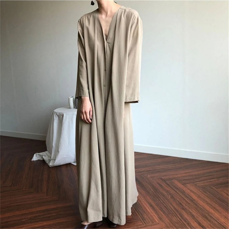 New 2021 V-Neck Vintage Oversized Lady Pure Long Dress Women Spring Summer Dresses Lace Up Buttons Fashionable
New 2021 V-Neck Vintage Oversized Lady Pure Long Dress Women Spring Summer Dresses Lace Up Buttons Fashionable