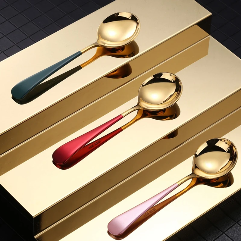 Round Spoons Dinnerware Stainless Steel Multicolor Mug Cup Spoons Accessories Kitchen Round Head Spoon Fashion Korean Style
Round Spoons Dinnerware Stainless Steel Multicolor Mug Cup Spoons Accessories Kitchen Round Head Spoon Fashion Korean Style
