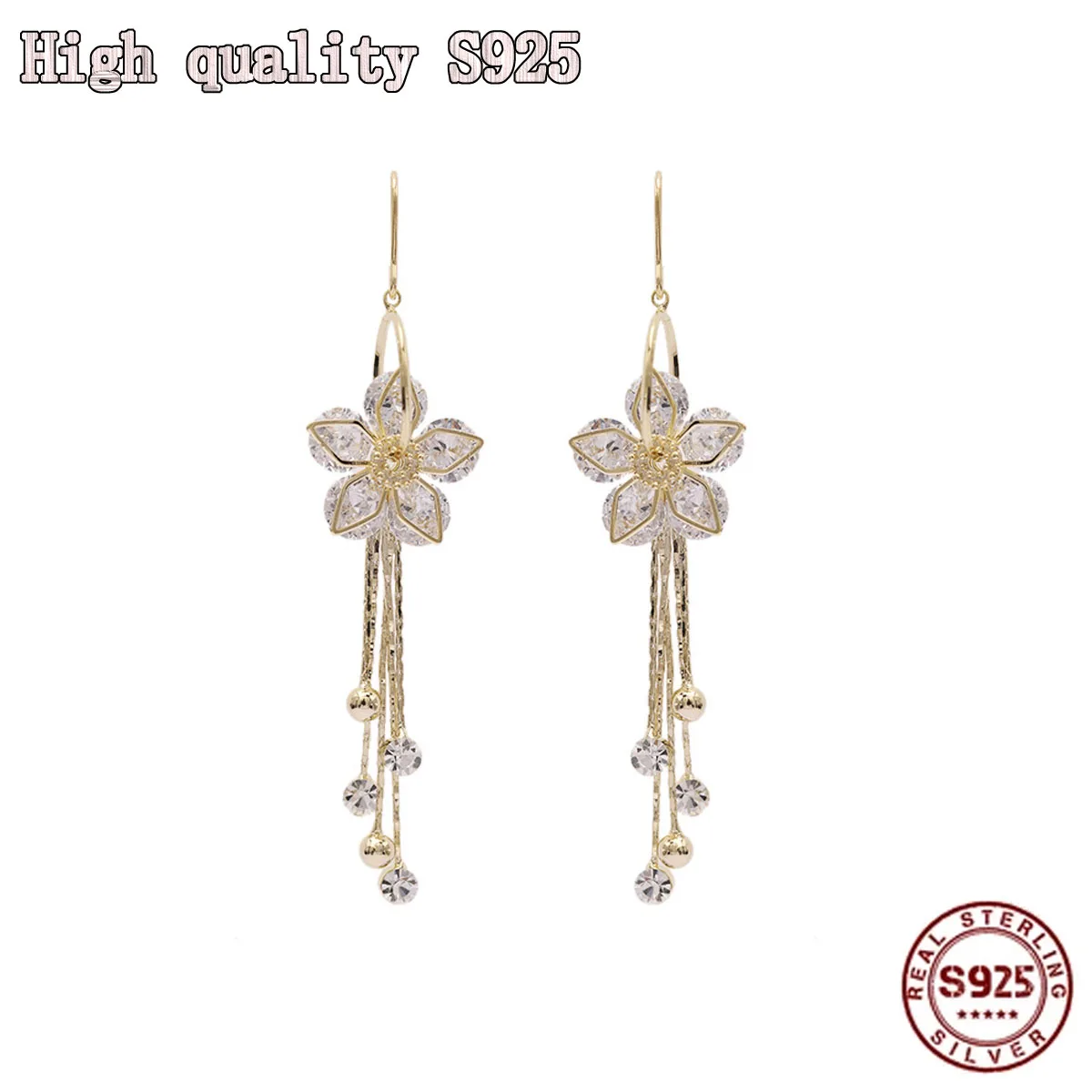 High Quality S925 Silver Needle Rose Gold Flower Pearl Flower Tassel Long Earrings Simple Versatile Lady Earrings
High Quality S925 Silver Needle Rose Gold Flower Pearl Flower Tassel Long Earrings Simple Versatile Lady Earrings
