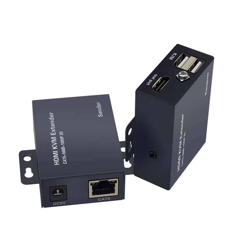 60M HDMI-compatible KVM Extender over Cat6 Ethernet cable 1080P@60Hz USB POE Audio Video Converter For PC TV Monitor | Электроника