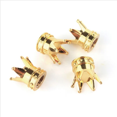 4PCS Gold Crown Shaped Tyre Wheel Stem Air Valve Caps Car Tire Valve Caps Auto Truck Motocycle Bike MTB Dust Dustproof Caps