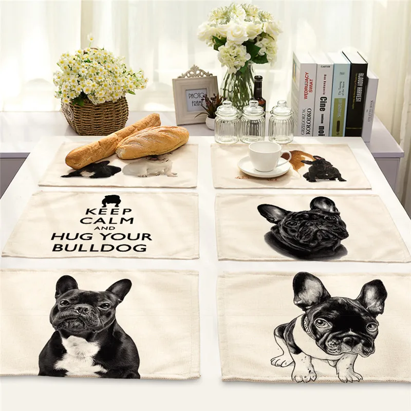 1 шт. коврик для столовых приборов с изображением французского бульдога и собаки