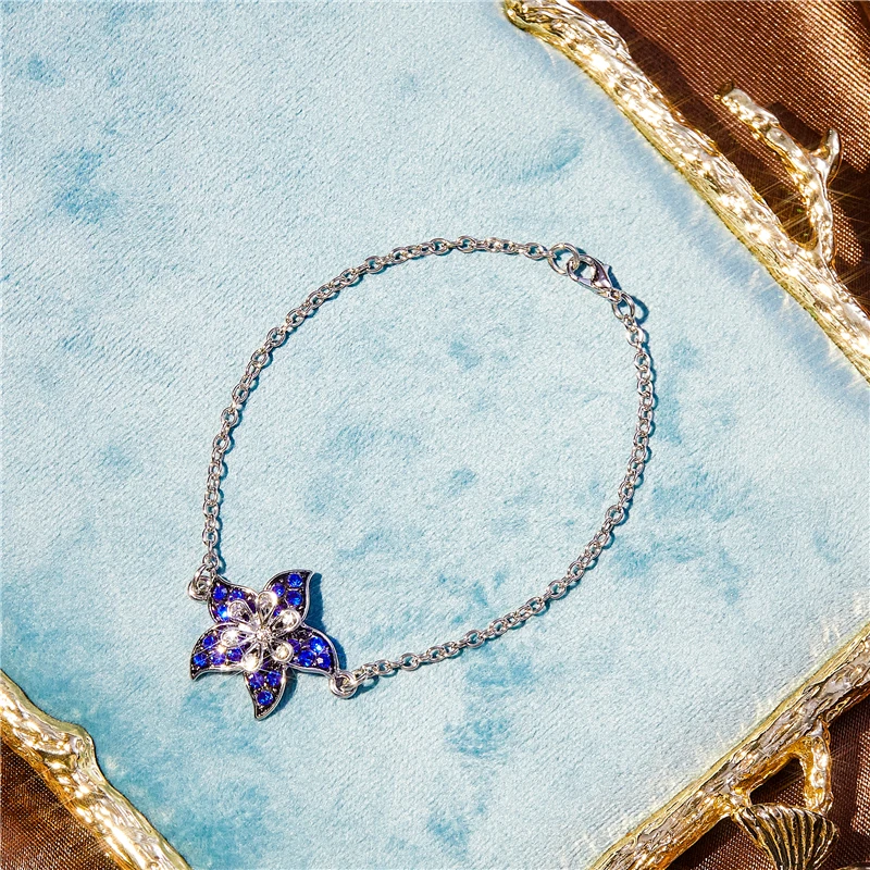 New Adjustable Romantic Charming Blue Star Flower Bracelet Women's Luxury Exquisite Valentine's Day Charm Jewelry Gift 
New Adjustable Romantic Charming Blue Star Flower Bracelet Women's Luxury Exquisite Valentine's Day Charm Jewelry Gift