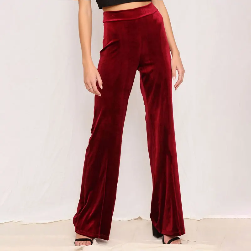 Women's Solid Color Casual Plain Velour Velvet Elasticated Wide Leg Trouser Ladies Pocket Elatic Waist High Waist Straight Pants
Women's Solid Color Casual Plain Velour Velvet Elasticated Wide Leg Trouser Ladies Pocket Elatic Waist High Waist Straight Pants