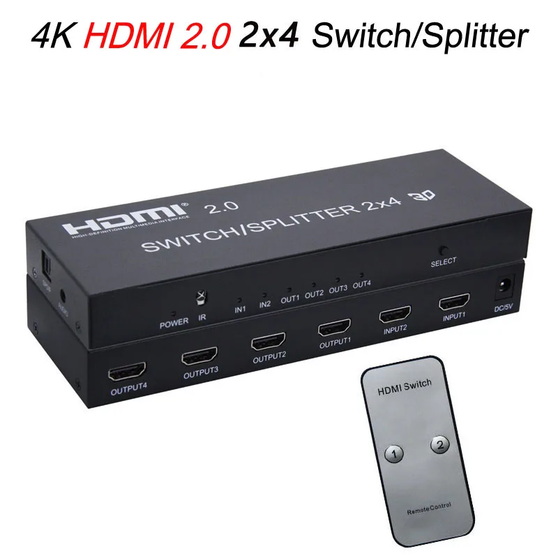 

HDMI 2,0 2x4 переключатель сплиттер 3D 4K 60 Гц 2x2 HDMI переключатель сплиттер аудио адаптер видео конвертер для PS4 ноутбука ПК к ТВ монитору