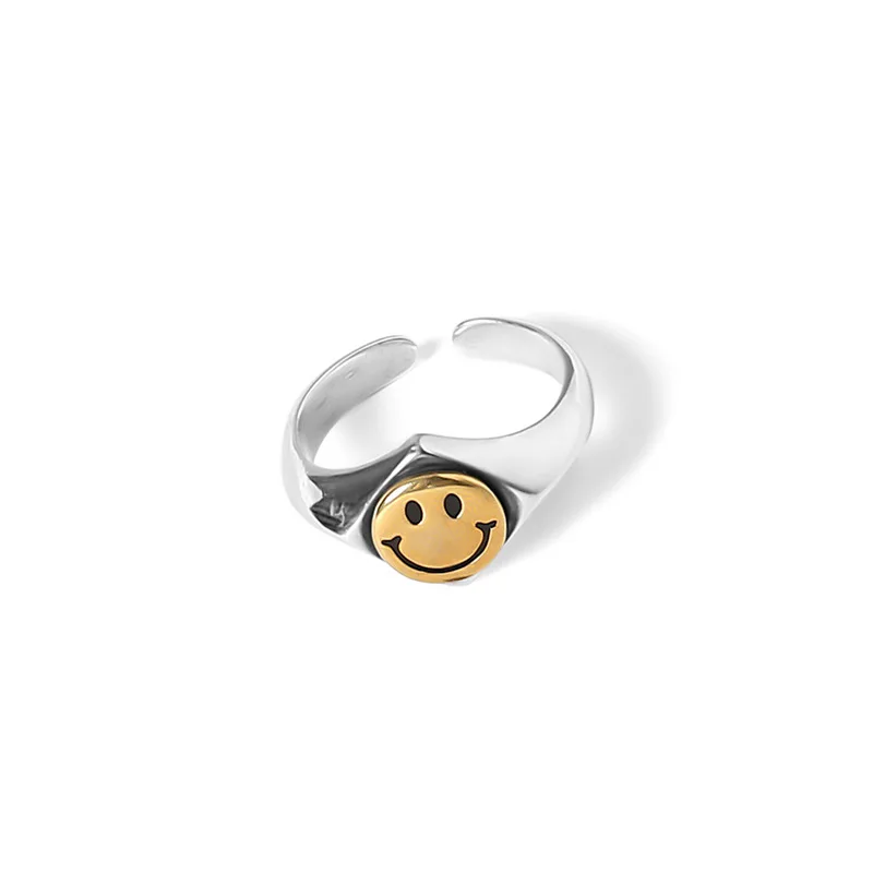 Fashion Simple Style Gold Color Smiling Face Open Finger Ring Jewelry Vintage Copper Adjustable Ring Female Charm Exquisite Gift
Fashion Simple Style Gold Color Smiling Face Open Finger Ring Jewelry Vintage Copper Adjustable Ring Female Charm Exquisite Gift