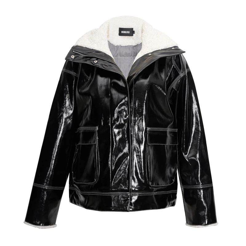 Silver Fur Coat Motorcycle Clothing Winter Lamb Wool 2020 New Korean Style Loose Velvet Padded Thick Black Leather Coat
Silver Fur Coat Motorcycle Clothing Winter Lamb Wool 2020 New Korean Style Loose Velvet Padded Thick Black Leather Coat