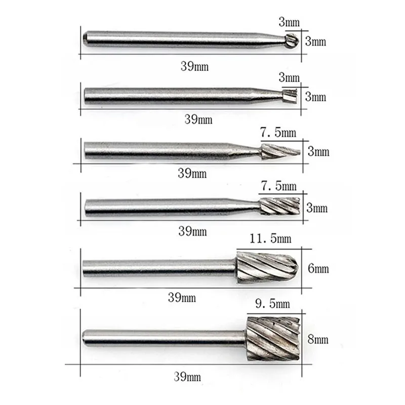 6pcs/Set HSS Router Drill Bits Kit Rotary Burrs Tool Wood Metal Carving Milling Cutters Dremel Rotary Tools Mini Drill Bit
6pcs/Set HSS Router Drill Bits Kit Rotary Burrs Tool Wood Metal Carving Milling Cutters Dremel Rotary Tools Mini Drill Bit