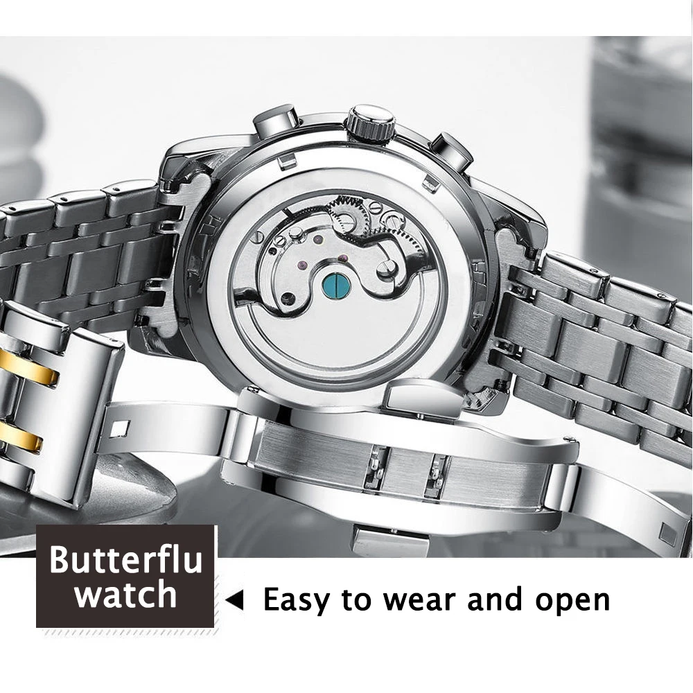 POEDAGAR Для мужчин s часы от топ бренда Роскошные автоматические механические