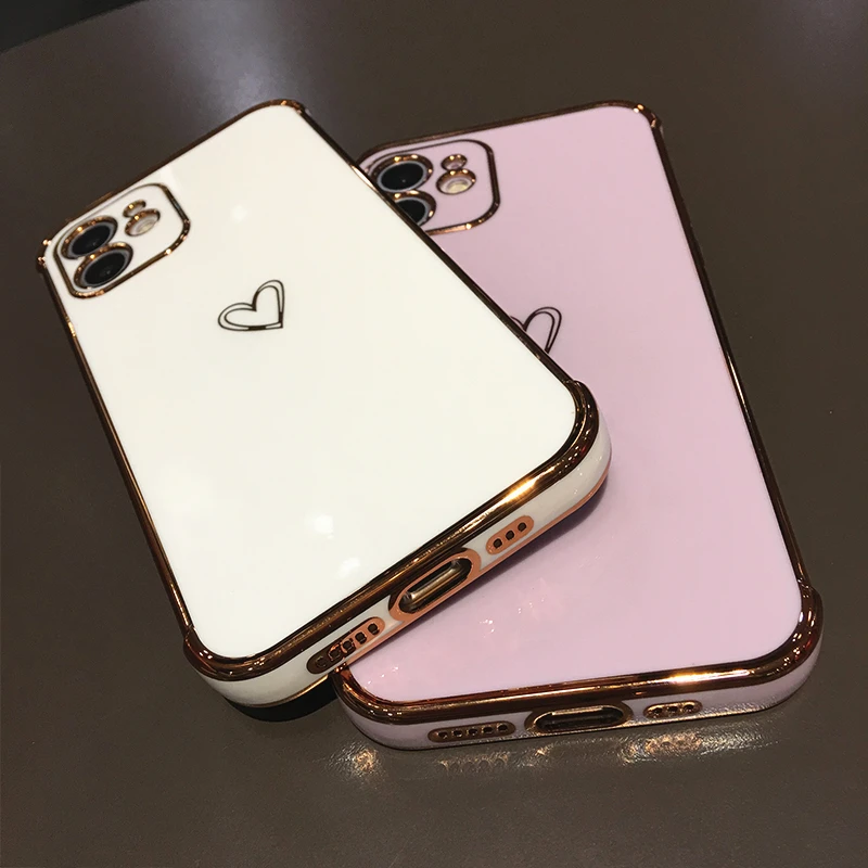 Cute Love Heart Phone Case For iPhone 12 11 Pro Max 12mini XR X XS 7 8 Plus SE 2020 Electroplate Square Soft Silicone Back Cover
Cute Love Heart Phone Case For iPhone 12 11 Pro Max 12mini XR X XS 7 8 Plus SE 2020 Electroplate Square Soft Silicone Back Cover