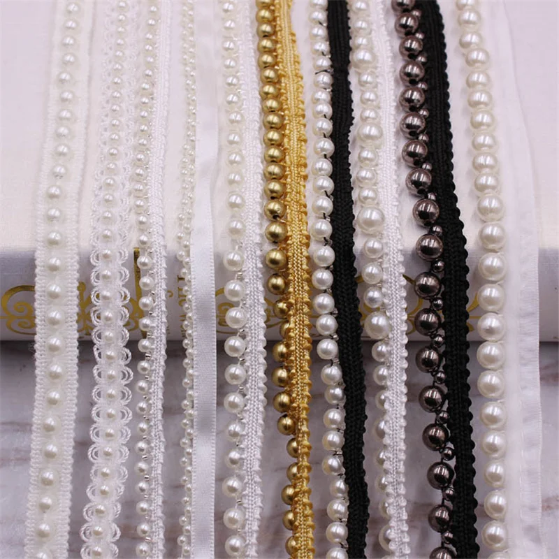 3 Yards White/black Pearl Beaded Lace Trim Tape Lace Ribbon African Lace Fabric Collar Dress Sewing Garment Headdress Materials
3 Yards White/black Pearl Beaded Lace Trim Tape Lace Ribbon African Lace Fabric Collar Dress Sewing Garment Headdress Materials