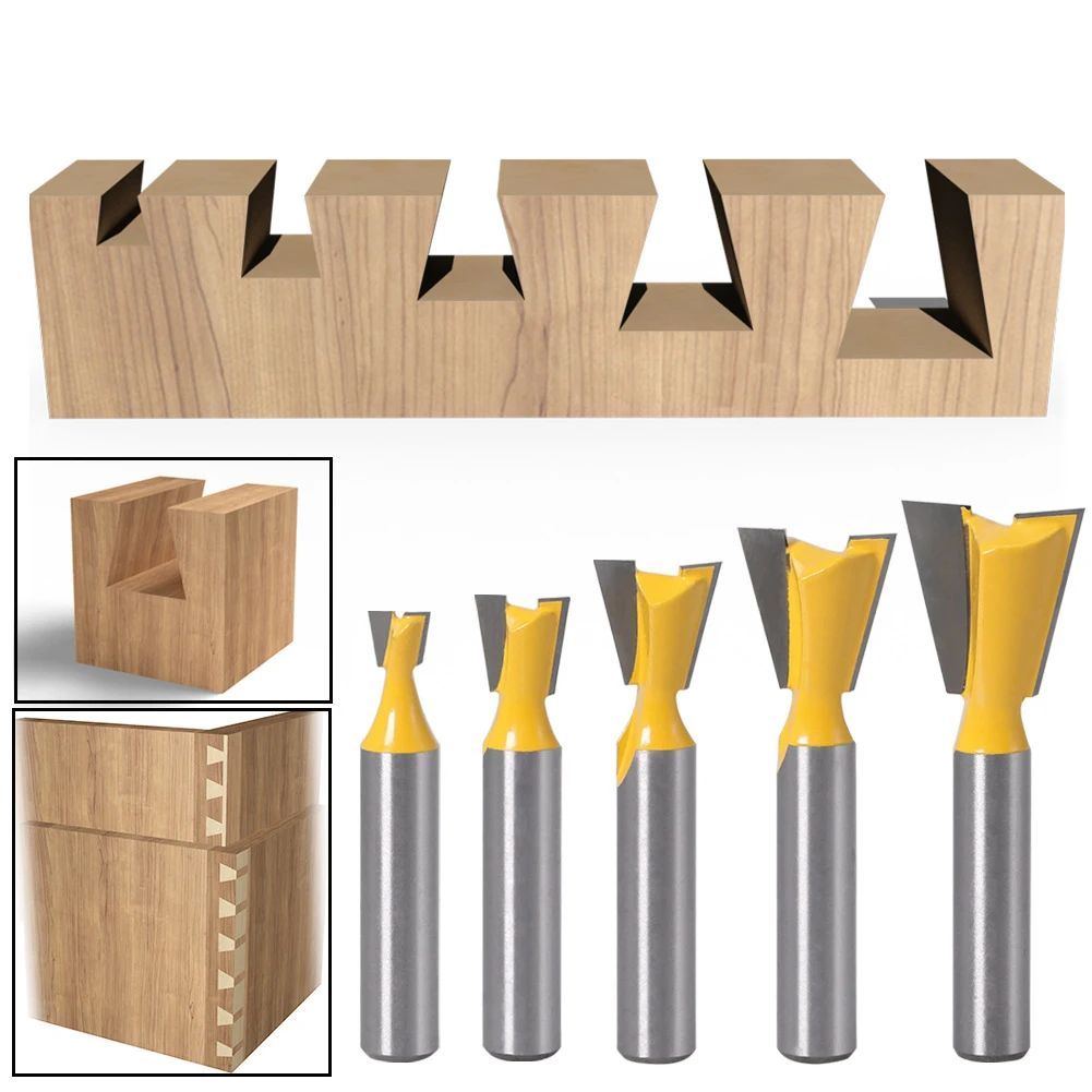 8mm Shank 5Pcs Dovetail Joint Router Bits Set 14 Degree Woodworking Engraving Bit Milling Cutter for Wood
8mm Shank 5Pcs Dovetail Joint Router Bits Set 14 Degree Woodworking Engraving Bit Milling Cutter for Wood