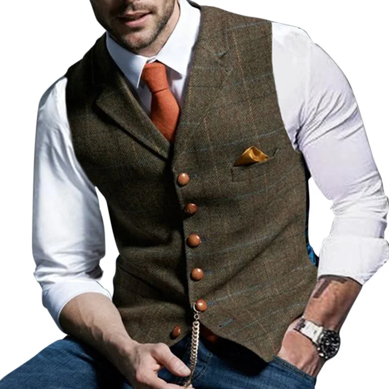 Mens Suit Vest Notched Plaid Wool Herringbone Tweed Waistcoat Casual Formal Business Groomman For Wedding Green/Black/Green/Grey
Mens Suit Vest Notched Plaid Wool Herringbone Tweed Waistcoat Casual Formal Business Groomman For Wedding Green/Black/Green/Grey