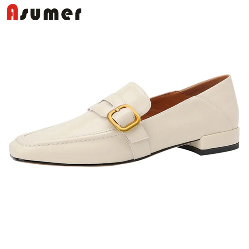 ASUMER 2022 New Arrive Flat Shoes Women Genuine Leather Shoes Metal Decoration Slip On Spring Summer Single Shoes Female
ASUMER 2022 New Arrive Flat Shoes Women Genuine Leather Shoes Metal Decoration Slip On Spring Summer Single Shoes Female