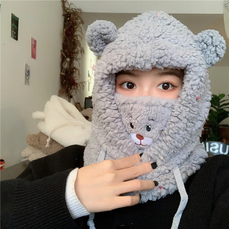 Cute Cartoon Bear Ear Hat Lamb Plush Cap Winter Warmth Thickened with Mask Cap New for Women Girl Couples
Cute Cartoon Bear Ear Hat Lamb Plush Cap Winter Warmth Thickened with Mask Cap New for Women Girl Couples