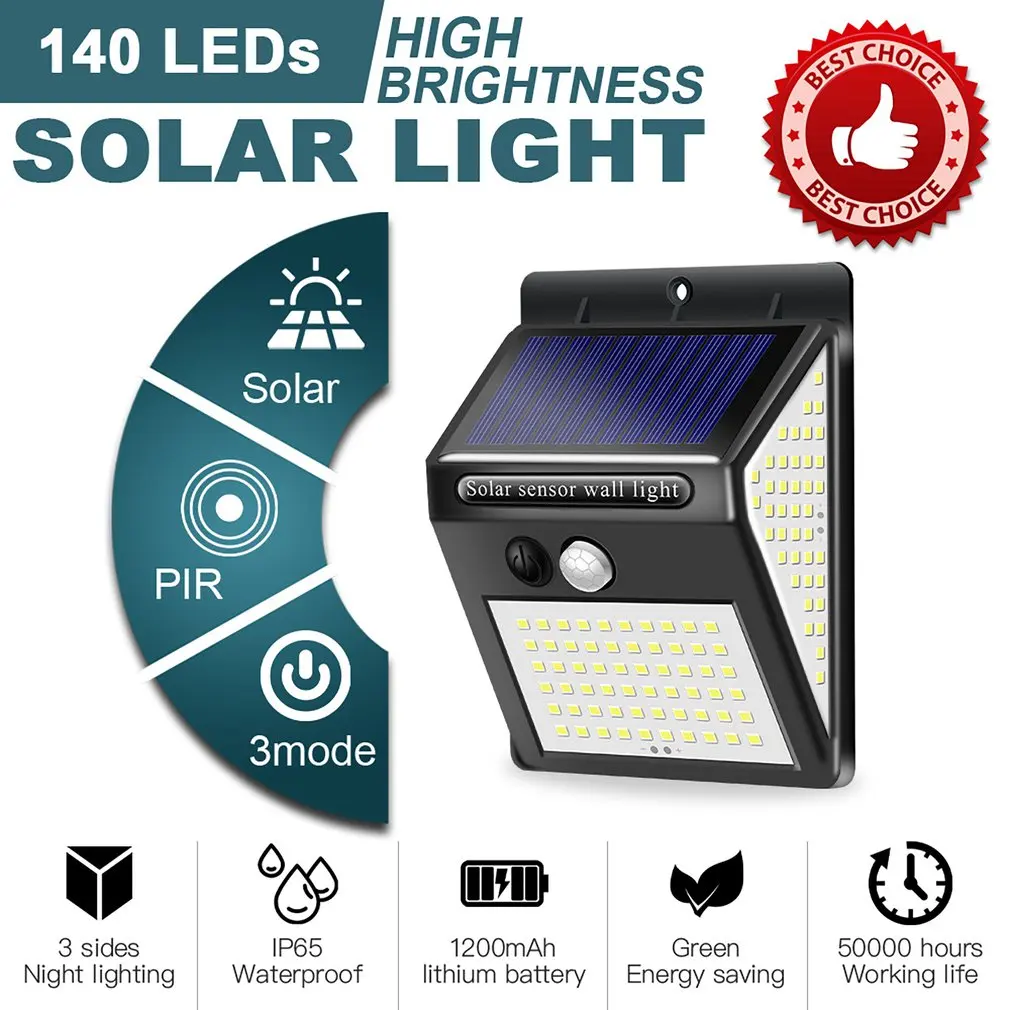 140 LED Solar Light Outdoor Solar Lamp PIR Motion Sensor Wall Light Waterproof Solar Powered Sunlight for Garden Decoration
140 LED Solar Light Outdoor Solar Lamp PIR Motion Sensor Wall Light Waterproof Solar Powered Sunlight for Garden Decoration