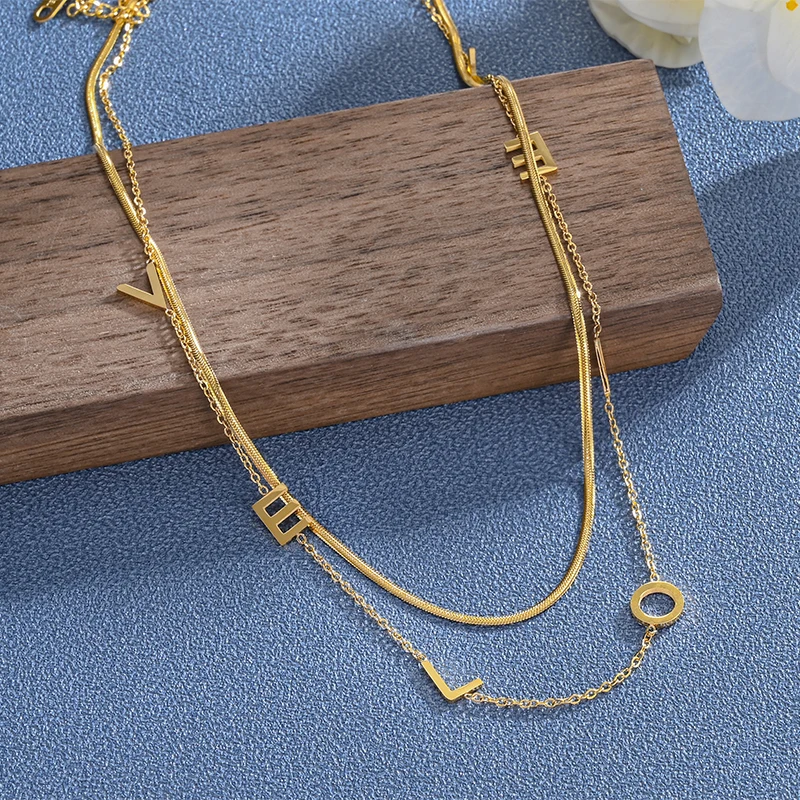 Женское Двухслойное ожерелье с надписью «Love»
Женское Двухслойное ожерелье с надписью «Love»