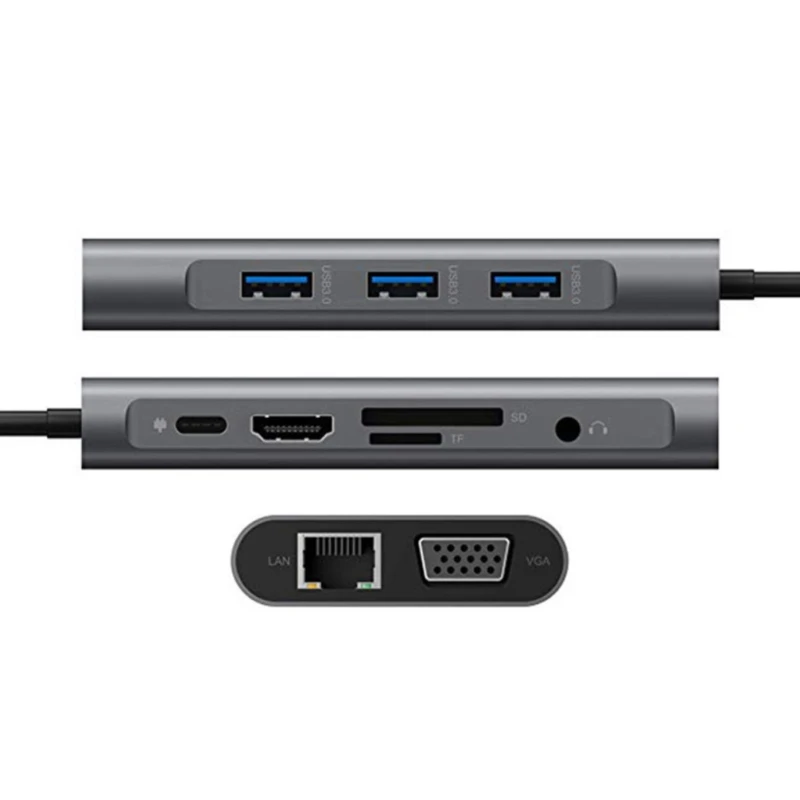 10 in 1 USB Type C Hub Type-C To 4K VGA Adapter RJ45 Lan Ethernet SD TF USB-C 3.0 Type C 3.5mm Jack Audio Video
10 in 1 USB Type C Hub Type-C To 4K VGA Adapter RJ45 Lan Ethernet SD TF USB-C 3.0 Type C 3.5mm Jack Audio Video