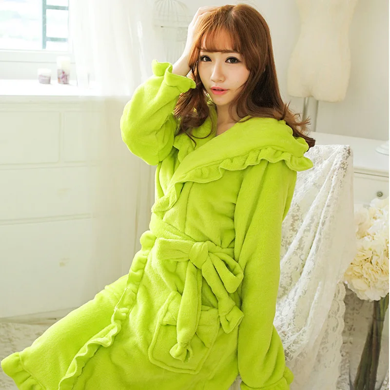 Autumn and Winter Lovely Thickened Flannel Robe Women Lace Bathrobe Lotus Leaf Bathrobe Housewear Pajamas Bathrobe
Autumn and Winter Lovely Thickened Flannel Robe Women Lace Bathrobe Lotus Leaf Bathrobe Housewear Pajamas Bathrobe