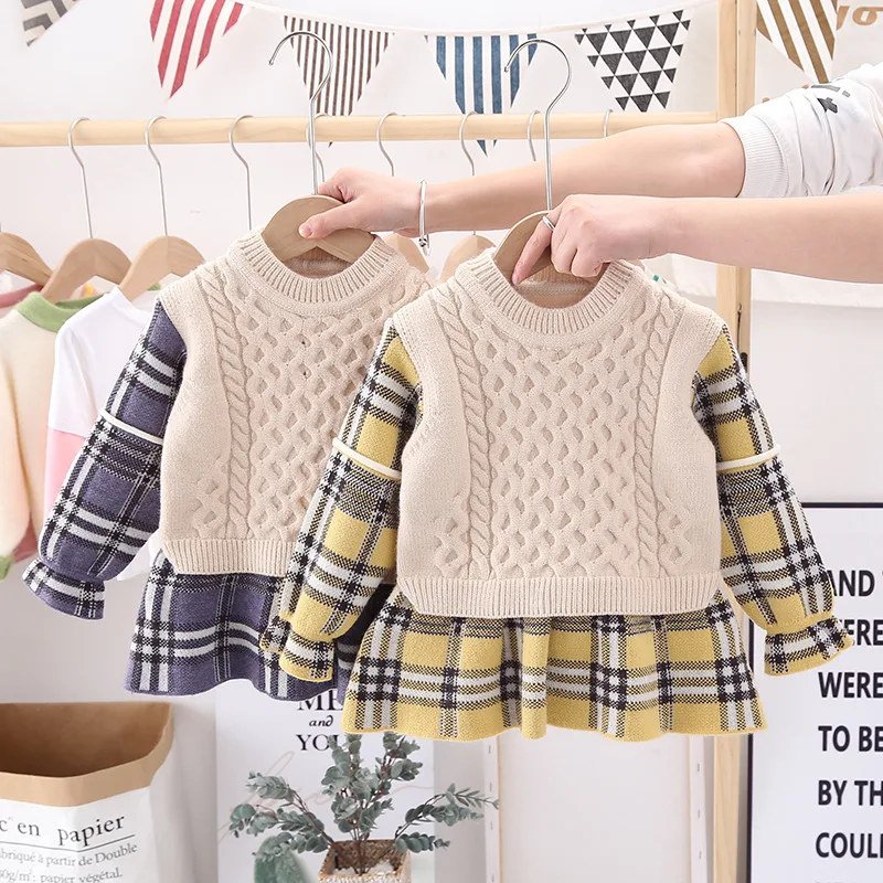 Baby Girl Winter Plaid Sweater Dress Faux Two Pieces Dresses Toddler Girl Winter Clothes Warm Knitting Dresses
Baby Girl Winter Plaid Sweater Dress Faux Two Pieces Dresses Toddler Girl Winter Clothes Warm Knitting Dresses