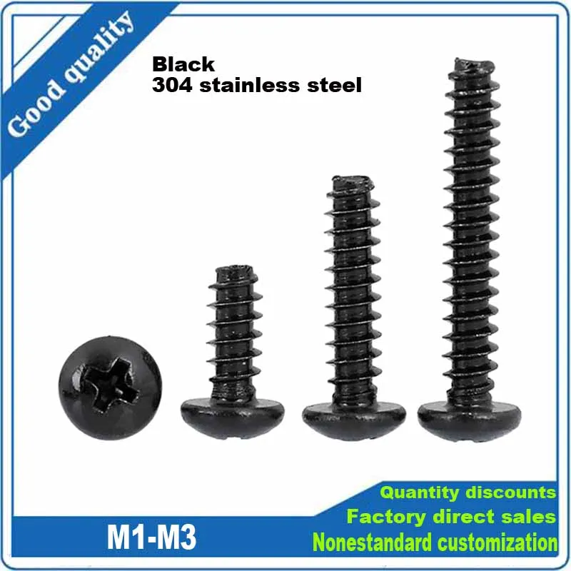 50X M1 M1.2 M1.4 M1.7 M2 M2.3 M2.6 M3 Black 304 Stainless Steel Cross Recess Phillips Pan Round Head Flat End Self Tapping Screw
50X M1 M1.2 M1.4 M1.7 M2 M2.3 M2.6 M3 Black 304 Stainless Steel Cross Recess Phillips Pan Round Head Flat End Self Tapping Screw
