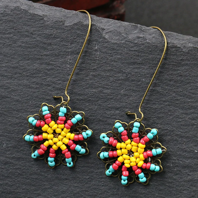 Crochet Beaded Daisy Hoop Earrings in Gold Boho Style Flower Drop Jewellery Handmade Sunflower Summer Beach Tassel Daisy KQ-39FJ
Crochet Beaded Daisy Hoop Earrings in Gold Boho Style Flower Drop Jewellery Handmade Sunflower Summer Beach Tassel Daisy KQ-39FJ