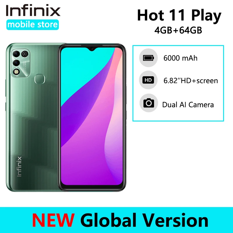 Infinix Hot 11 Play Global Version 6.82'' HD+ Display Smartphone 6000mAh Battery Helio G35 13MP AI Dual Rear Camera Android 11
Infinix Hot 11 Play Global Version 6.82'' HD+ Display Smartphone 6000mAh Battery Helio G35 13MP AI Dual Rear Camera Android 11