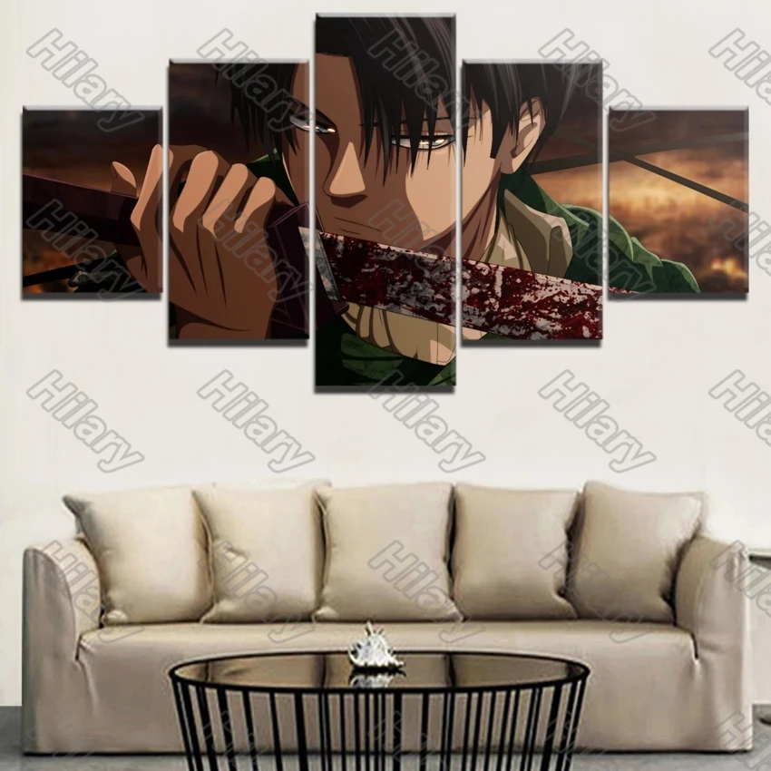 Anime Attack On Titan Bloold Levi Canvas Painting 5Pcs Poster Wall Art Customizable Decoration for Living Room and Bedroom 
Anime Attack On Titan Bloold Levi Canvas Painting 5Pcs Poster Wall Art Customizable Decoration for Living Room and Bedroom