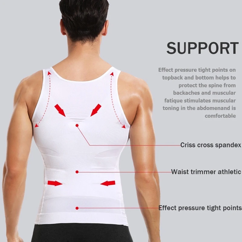 Мужская компрессионная рубашка для похудения корректор фигуры тренировочный