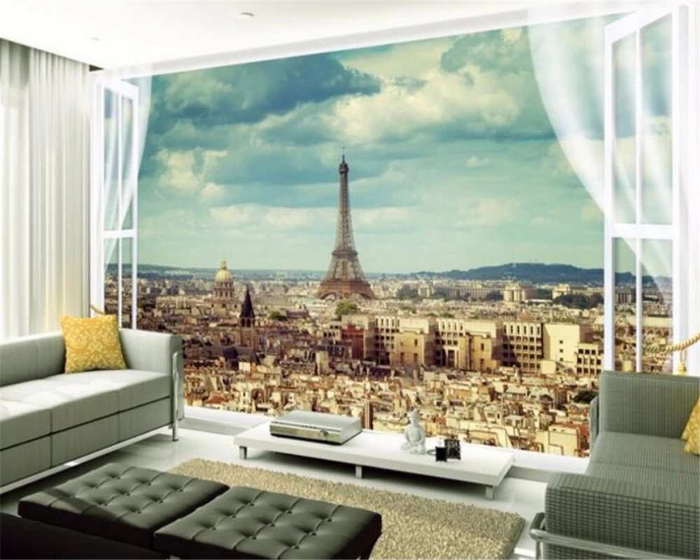 

custom Large wallpaper 3d Paris Eiffel Tower city architecture landscape living room bedroom TV backdrop papel de parede 3d обои