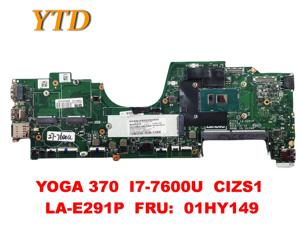 Оригинальная материнская плата для ноутбука Lenovo ThinkPad Yoga 370, 370, I7-7600U, CIZS1, LA-E291P, FRU 01HY149, тестирование хорошая бесплатная доставка
Оригинальная материнская плата для ноутбука Lenovo ThinkPad Yoga 370, 370, I7-7600U, CIZS1, LA-E291P, FRU 01HY149, тестирование хорошая бесплатная доставка