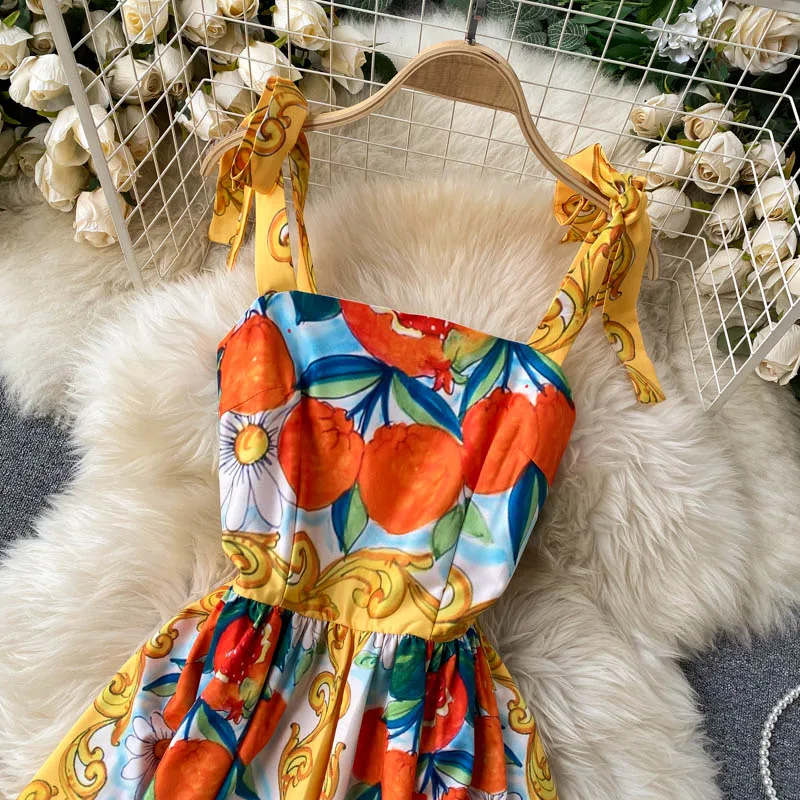Women Summer Floral Sling Korean Dress