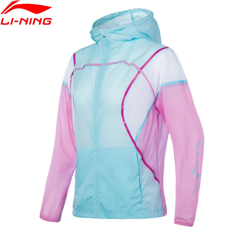 

Женская непромокаемая ветровка Li-Ning для бега, Водоотталкивающая куртка с капюшоном из 100% нейлона, AFDQ146