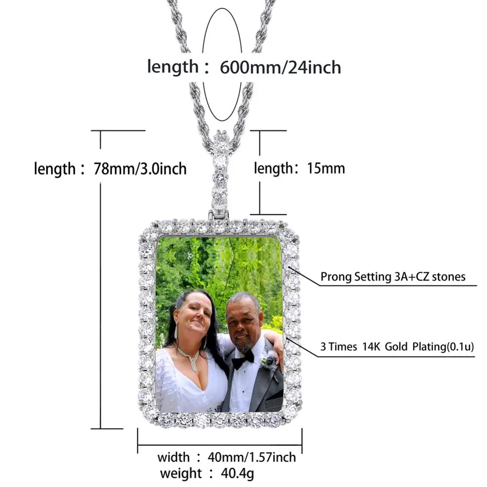 Gucy Custom Made Photo Squar Medallions Solid Back Pendant & Necklace With Tennis Chain Cubic Zircon Men's Hop Jewelry
Gucy Custom Made Photo Squar Medallions Solid Back Pendant & Necklace With Tennis Chain Cubic Zircon Men's Hop Jewelry