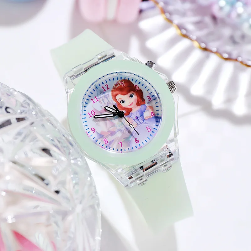 Детские часы Disney Холодное сердце София цветные светящиеся из силикагеля и желе