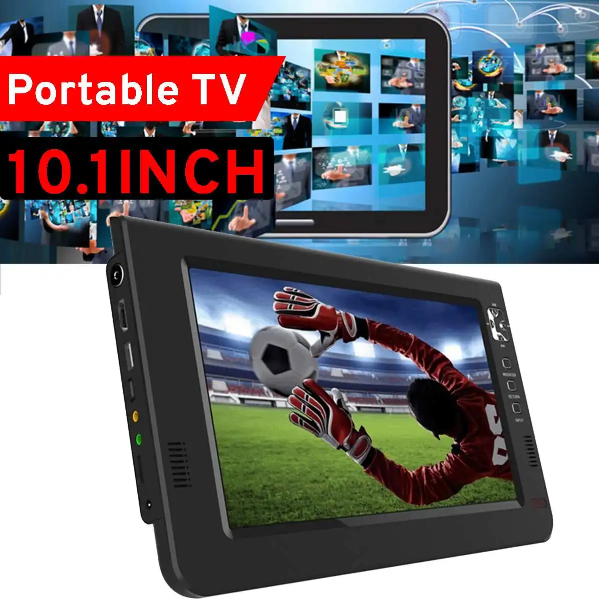 Портативный цифровой аналоговый мини-Телевизор 12 в 18 Вт 10 1 дюйма DVB-T/DVB-T2 TFT