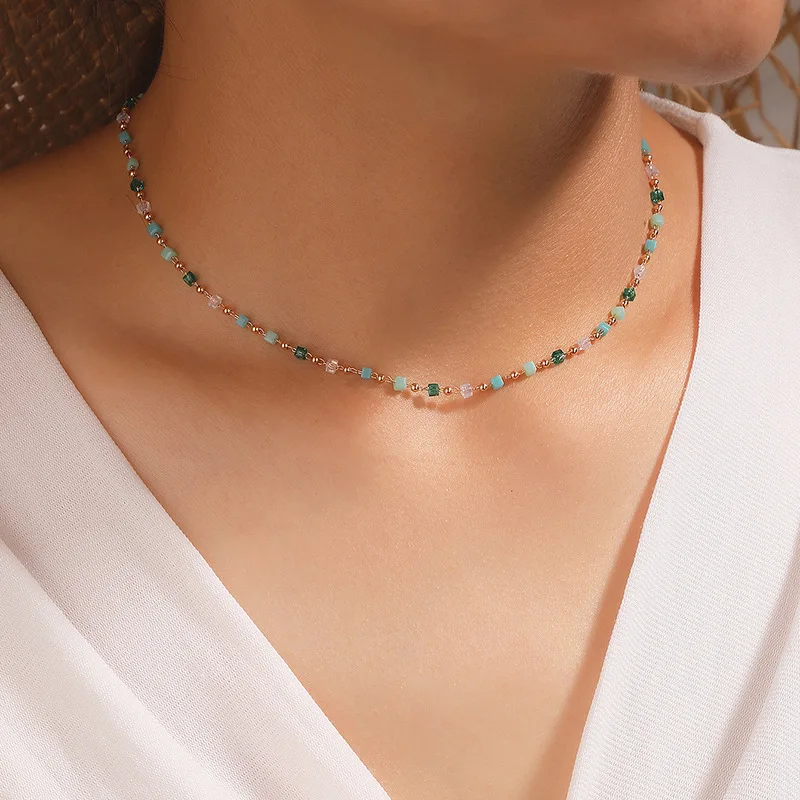 Simple Bohemia Choker Necklace for Women Colorful Drop Bead Charm Clavicle Chain Girl Fashion Summer Beach Party Banquet Jewelry
Simple Bohemia Choker Necklace for Women Colorful Drop Bead Charm Clavicle Chain Girl Fashion Summer Beach Party Banquet Jewelry