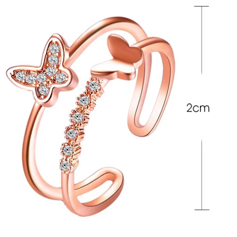 Fashion Double Butterfly Ring Mini Pave Crystal Anniversary Rings for Women Girls
Fashion Double Butterfly Ring Mini Pave Crystal Anniversary Rings for Women Girls
