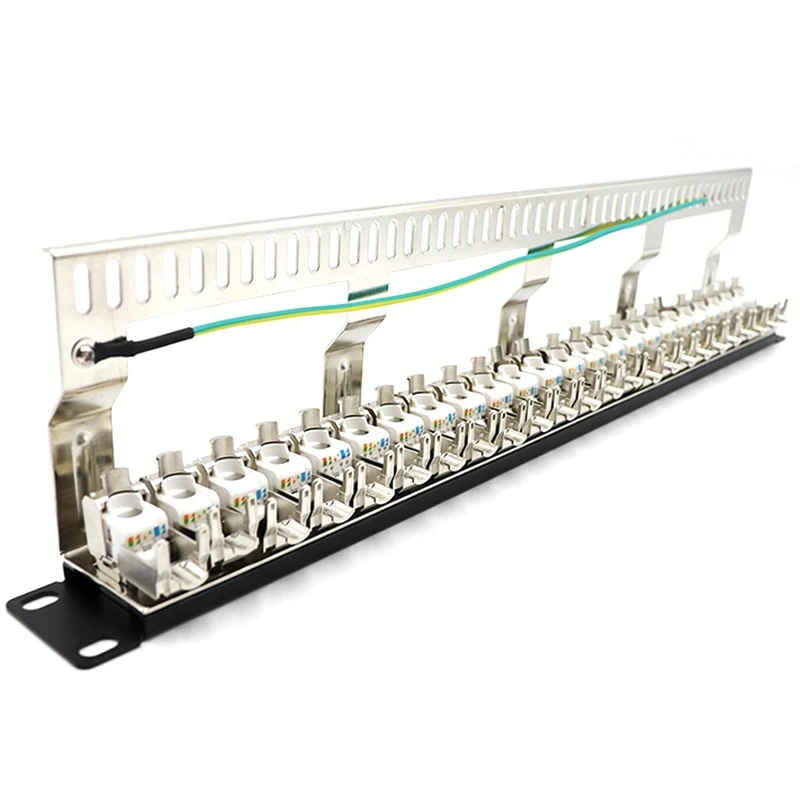 Cat7 Patch Panel 24Port CAT7/CAT6A FTP Patch Panel Full Shielded Incl. 24X Cat7 Shielded Keystone Adapter 1U 19 Inch
Cat7 Patch Panel 24Port CAT7/CAT6A FTP Patch Panel Full Shielded Incl. 24X Cat7 Shielded Keystone Adapter 1U 19 Inch
