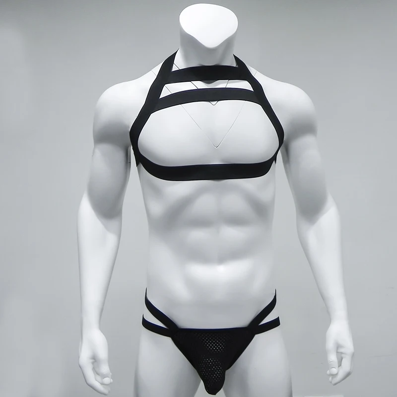 Sexy Harness Bondage Costume Men Lingerie Thong Jockstrap Elastic Nylon Strap Halter Body Chest Shoulder Nightclub Hollow Out 
Sexy Harness Bondage Costume Men Lingerie Thong Jockstrap Elastic Nylon Strap Halter Body Chest Shoulder Nightclub Hollow Out