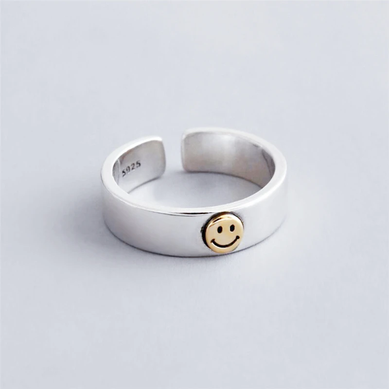 Sole Memory Retro Cute Golden Smiley Thai Silver 925 Sterling Silver Female Resizable Opening Rings SRI529
Sole Memory Retro Cute Golden Smiley Thai Silver 925 Sterling Silver Female Resizable Opening Rings SRI529