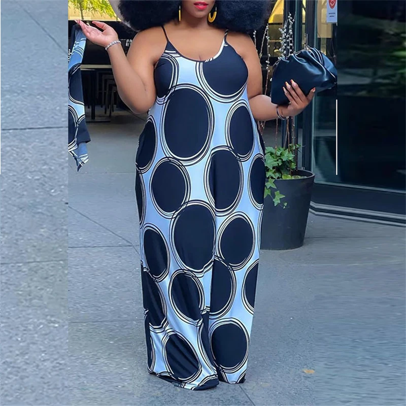 Sexy Summer Dress Plus Size African Polka Dot Print Spaghetti Strap Dresses Fashion Loose Slip Floor Length Robe Sukienki Letnie
Sexy Summer Dress Plus Size African Polka Dot Print Spaghetti Strap Dresses Fashion Loose Slip Floor Length Robe Sukienki Letnie