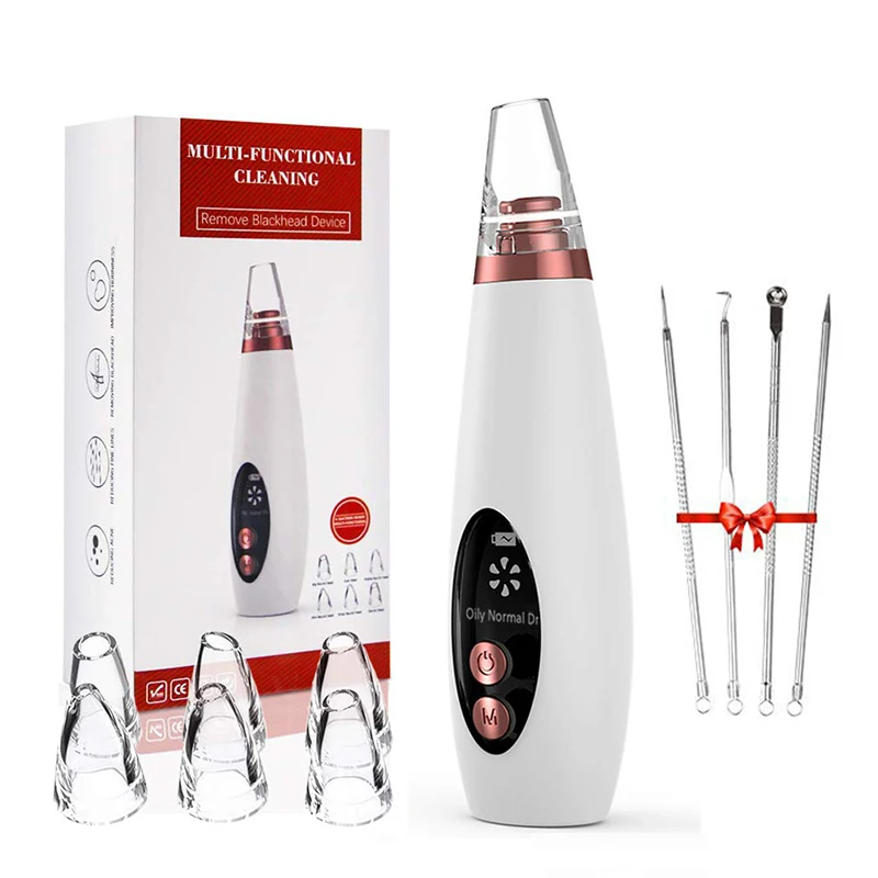 

Beauty Blackhead Vacuum Remover Pore Cleaner 3 Pore Suction Modes 6 Probes USB Electric Comedone Acne Extractor with Led Display