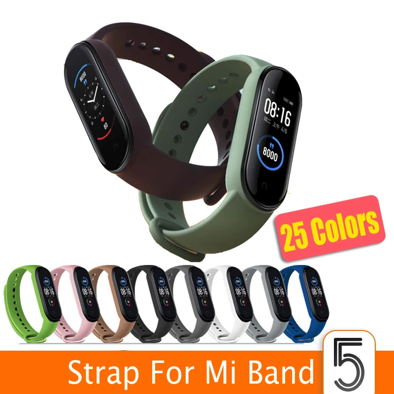 100 шт. ремешок для Xiaomi Mi Band 5 Смарт браслет спортивные водонепроницаемые часы