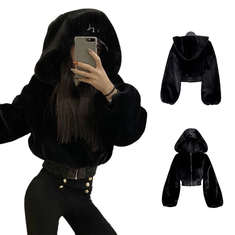 Autumn Winter Faux Rabbit Fur Bomber Teddy Coat Zipper Streetwear High Waist Furry Hooded Plush Jacket Cardigan Fleece Parkas
Autumn Winter Faux Rabbit Fur Bomber Teddy Coat Zipper Streetwear High Waist Furry Hooded Plush Jacket Cardigan Fleece Parkas