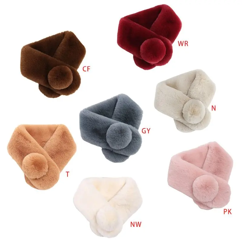 73x11cm Women Girls Fluffy Plush Solid Cross Collar Scarf Winter Cute Rabbit Tail Pompom Ball Loophole Wrap Around Neck 85WB
73x11cm Women Girls Fluffy Plush Solid Cross Collar Scarf Winter Cute Rabbit Tail Pompom Ball Loophole Wrap Around Neck 85WB