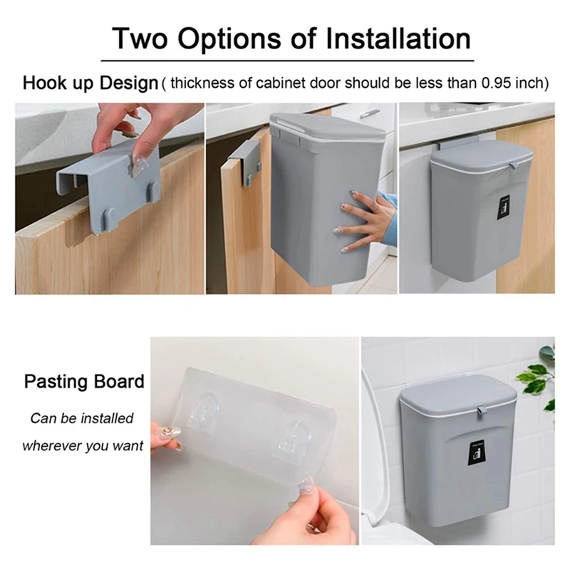 2 Pcs Kitchen Compost Bin for Counter Top Or Under Sink, Hanging Small Trash Can with Lid, Grey & Coffee Color
2 Pcs Kitchen Compost Bin for Counter Top Or Under Sink, Hanging Small Trash Can with Lid, Grey & Coffee Color