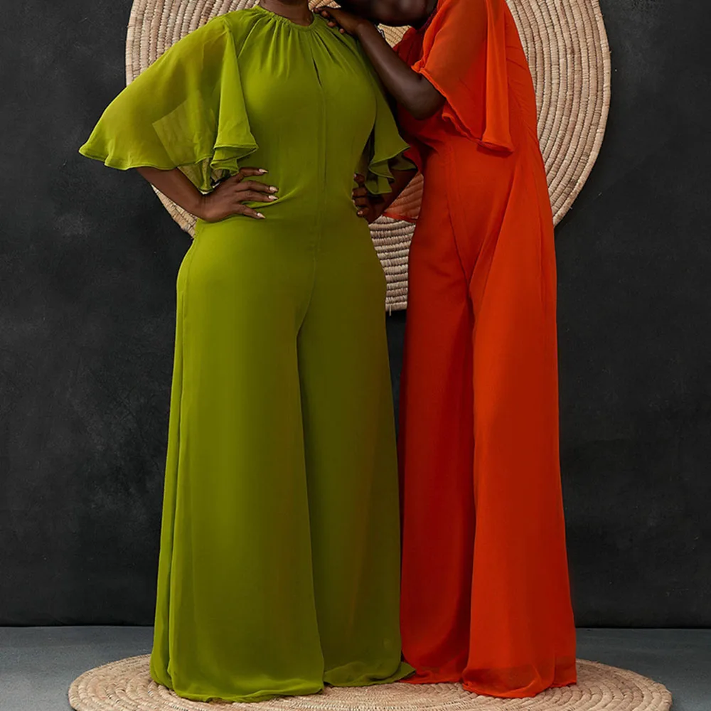 African Fashion New 2021 Jumpsuit Solid Color Loose Casual Long Lotus Sleeve Women's Round Neck Folds Europe America Summer
African Fashion New 2021 Jumpsuit Solid Color Loose Casual Long Lotus Sleeve Women's Round Neck Folds Europe America Summer